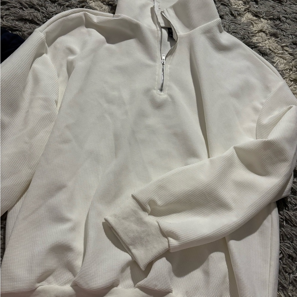 Shein XL White Half-Zip Sweater